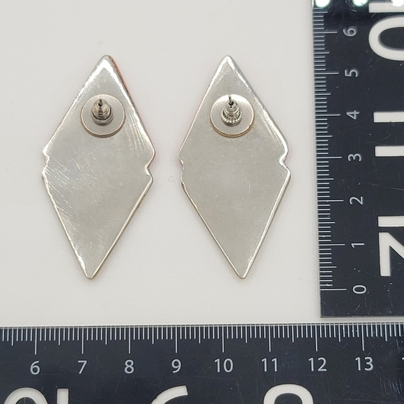 Vintage Pink White Seashell Diamond Shape Geometric Earrings #1218 - Picture 8 of 14